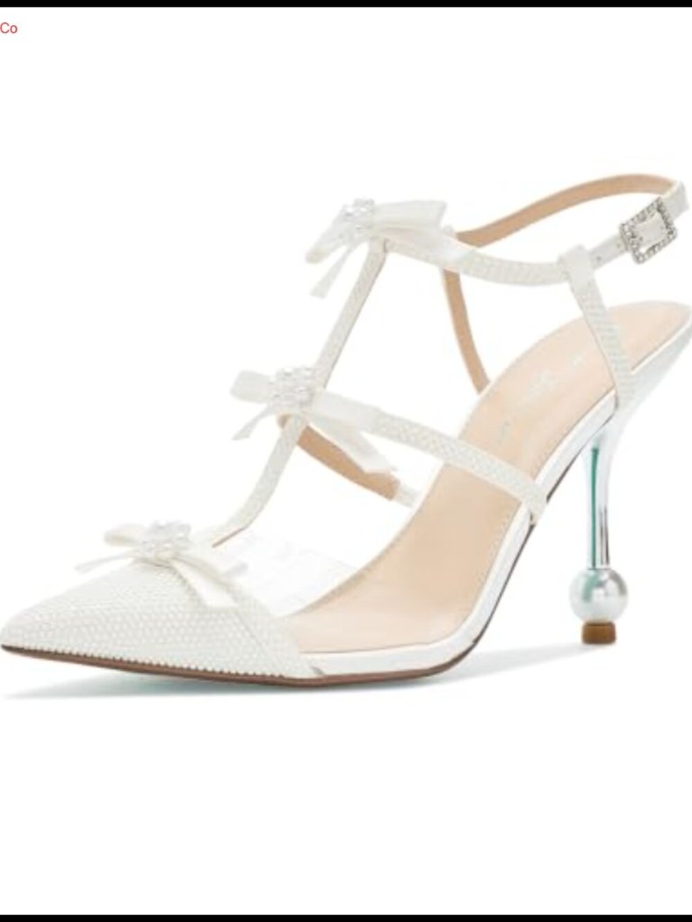 Pointed Toe Stiletto Heel Pump with Bow Embellishment Buckle Closure